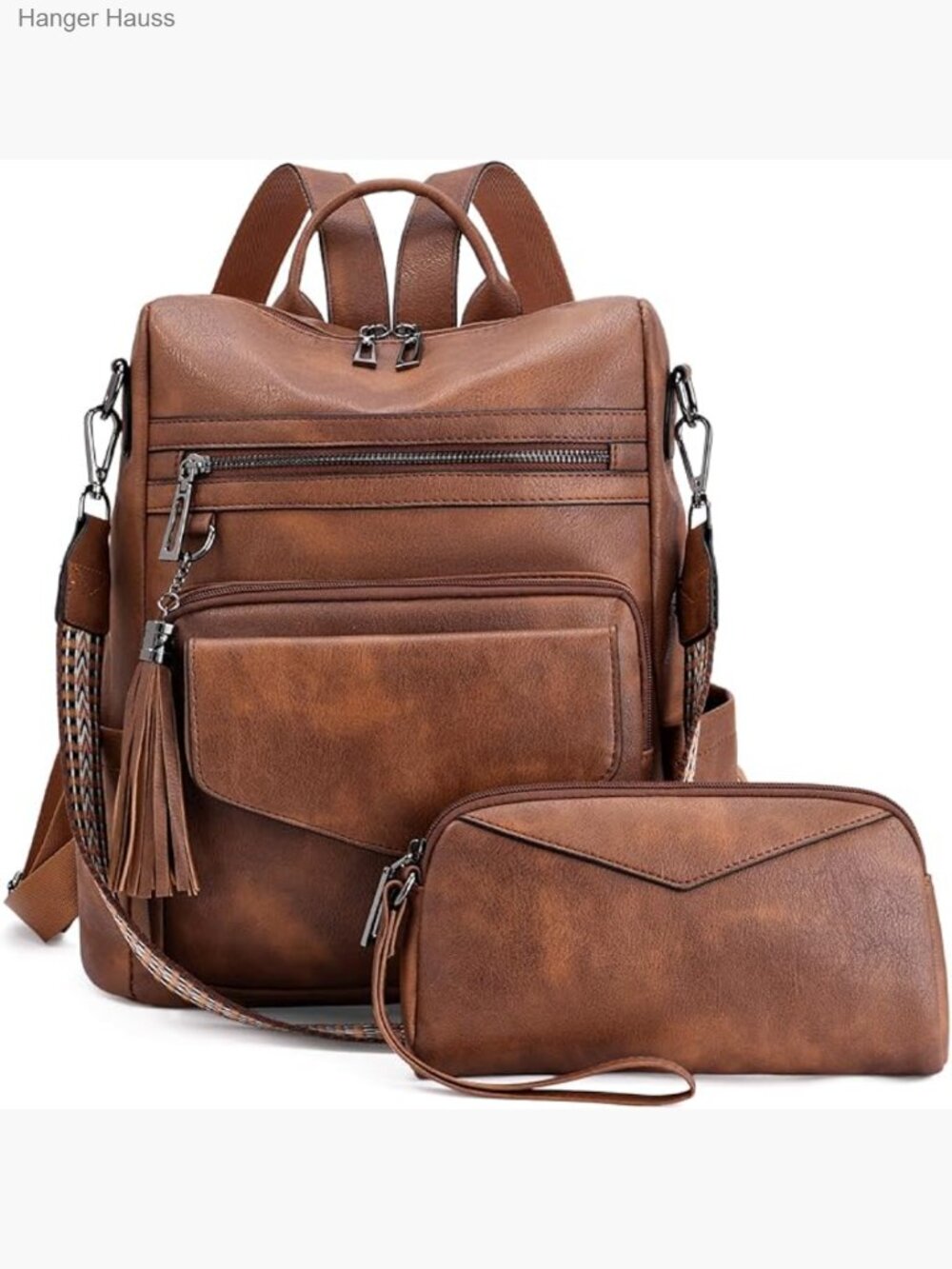 PU Leather Convertible Backpack Purse Wristlet Travel Daypack